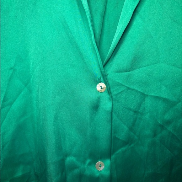 Satin Green Zara Button Down Long Sleeve - Picture 3 of 5